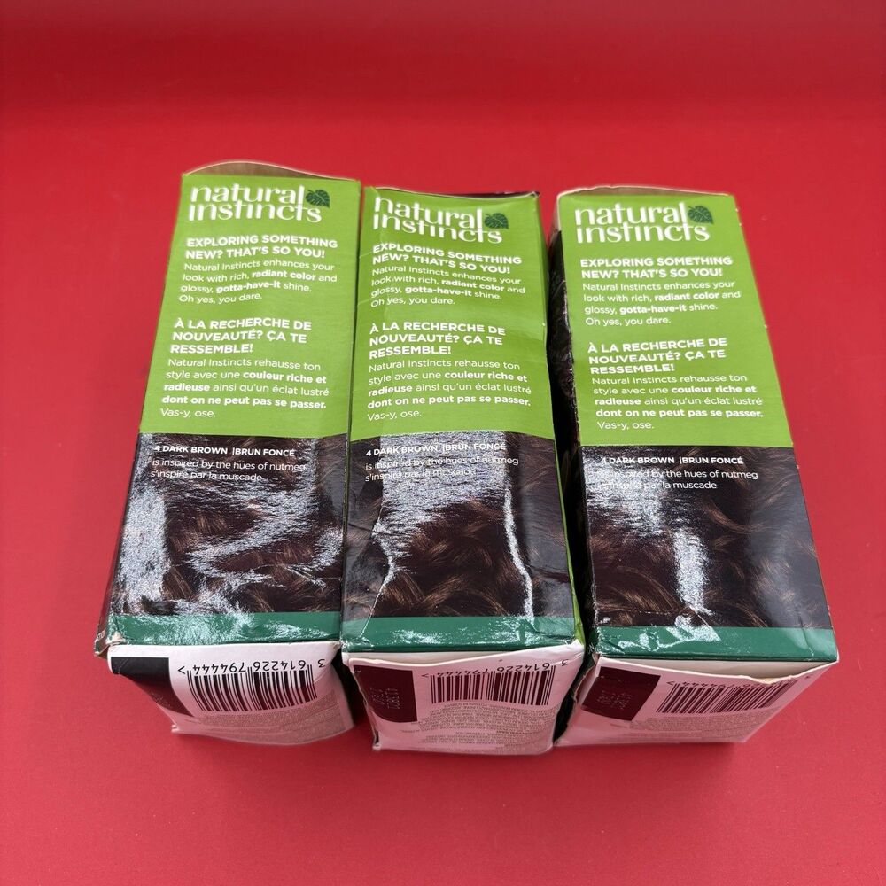 Clairol Natural Instincts Demi-Permanent Hair Dye, #4 Dark Brown Lot of 3 New - Picture 3 of 3